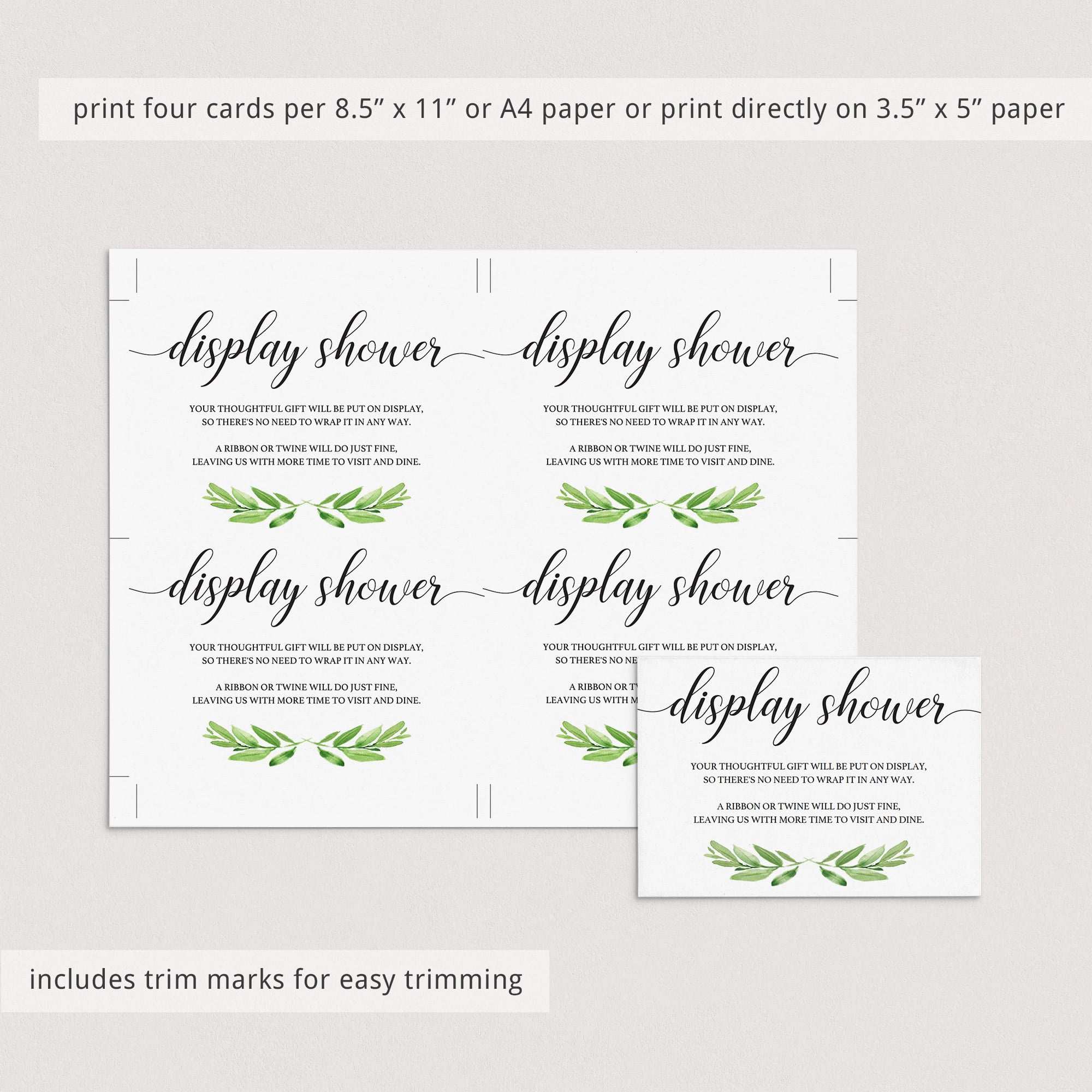 Printable display shower enclosure cards by LittleSizzle