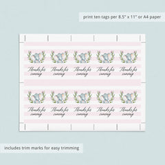 Pink Party Supplies Elephant Theme Instant Download