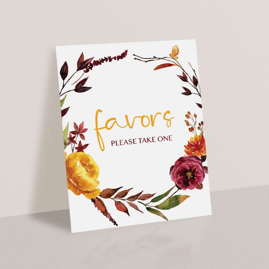 Boho floral favors table signage by LittleSizzle