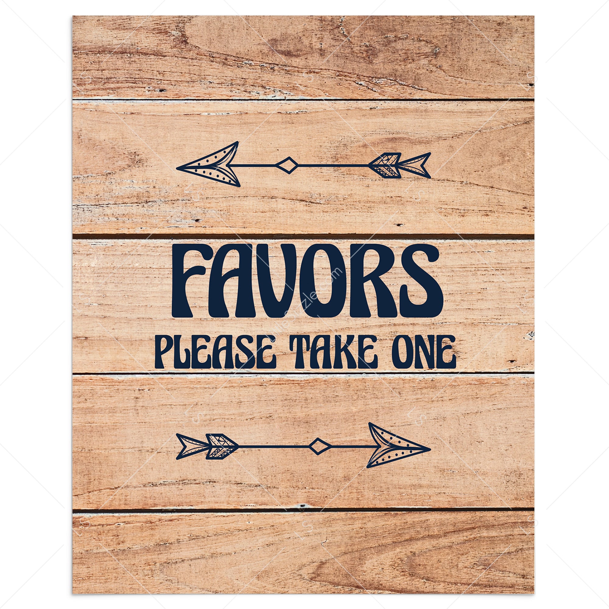 Printable favors sign wood background by LittleSizzle