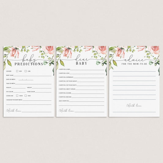 Watercolor floral baby shower games bundle by LittleSizzle
