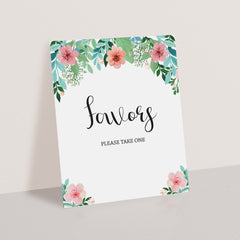 Pink green shower cards and gifts sign printable by LittleSizzle