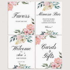 Printable Floral Watercolor Shower Decor Package by LittleSizzle