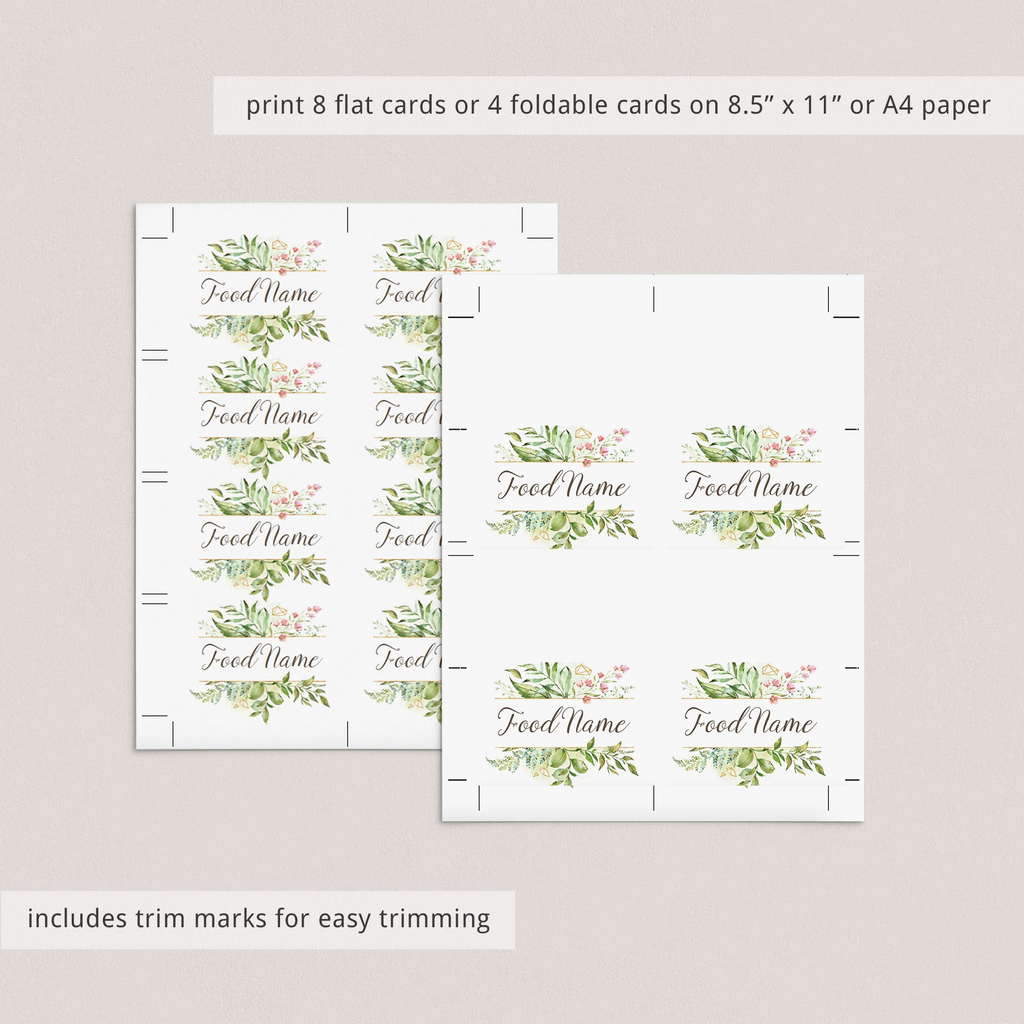 Editable food cards for outdoor baby brunch by LittleSizzle