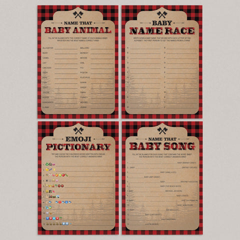 Lumberjack baby shower Game Package printable | Instant download ...