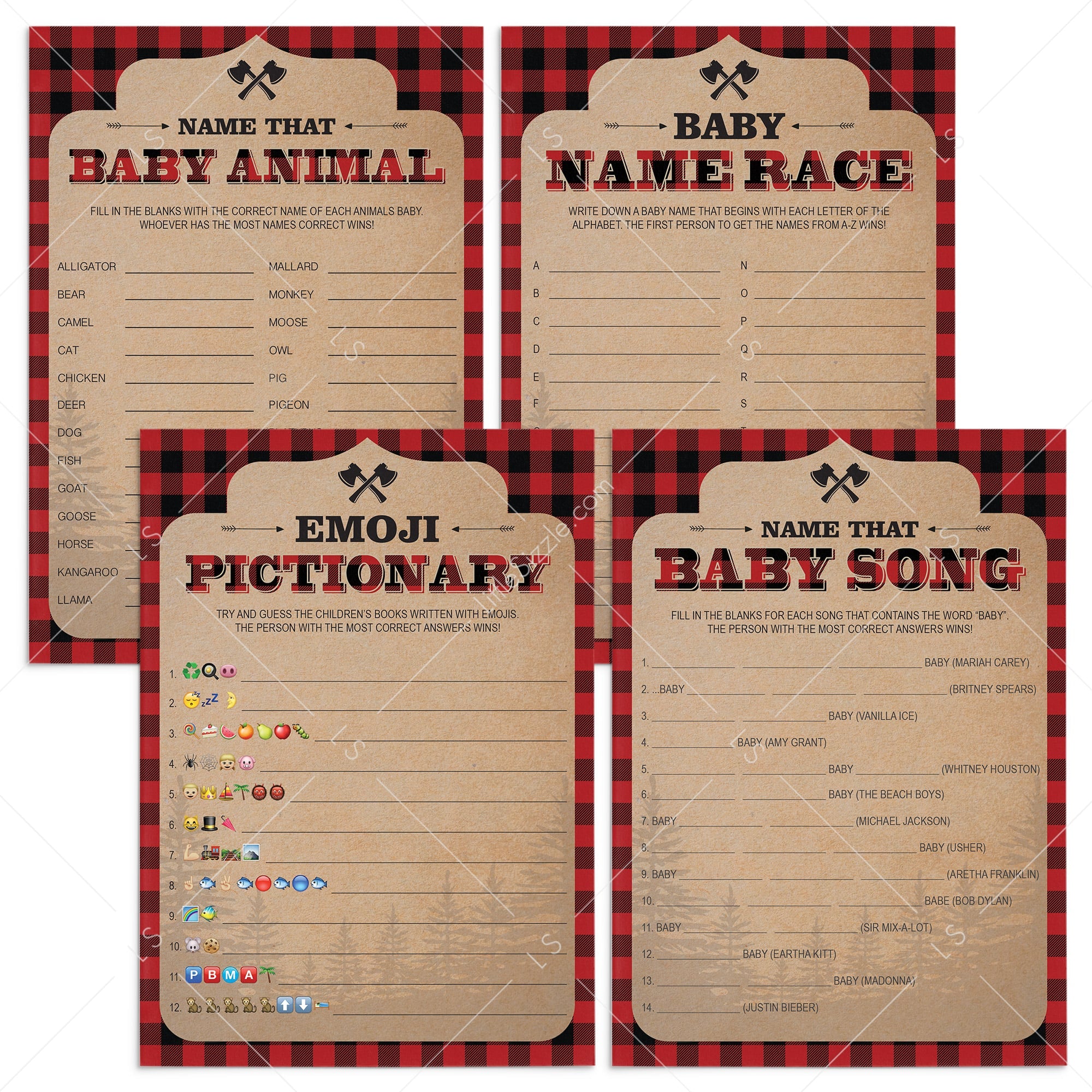Lumberjack baby shower game package printable by LittleSizzle