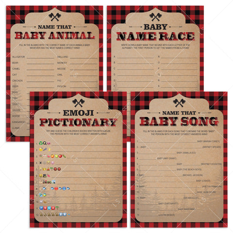 Lumberjack baby shower Game Package printable | Instant download ...