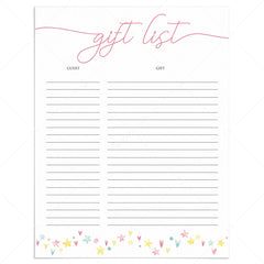 Cute gift list printable pink and yellow by LittleSizzle