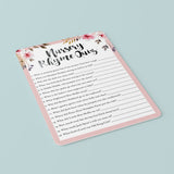 Floral babyshower party games printable download by LittleSizzle