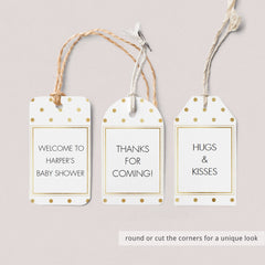 Editable thank you tags for gold themed shower by LittleSizzle