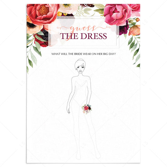 printable guess the dress boho themed cards by LittleSizzle