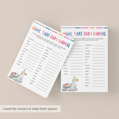 Llama baby shower quiz printable by LittleSizzle