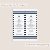 Nautical dinner party menu cards printable by LittleSizzle