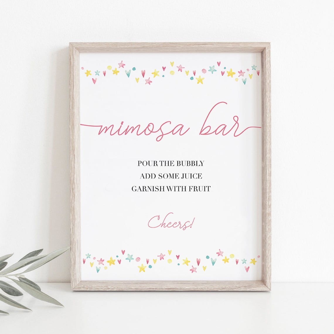 Instant download rainbow shower mimosa bar decor by LittleSizzle
