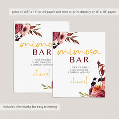 Instant download mimosa bar sign boho chic flowers by LittleSizzle