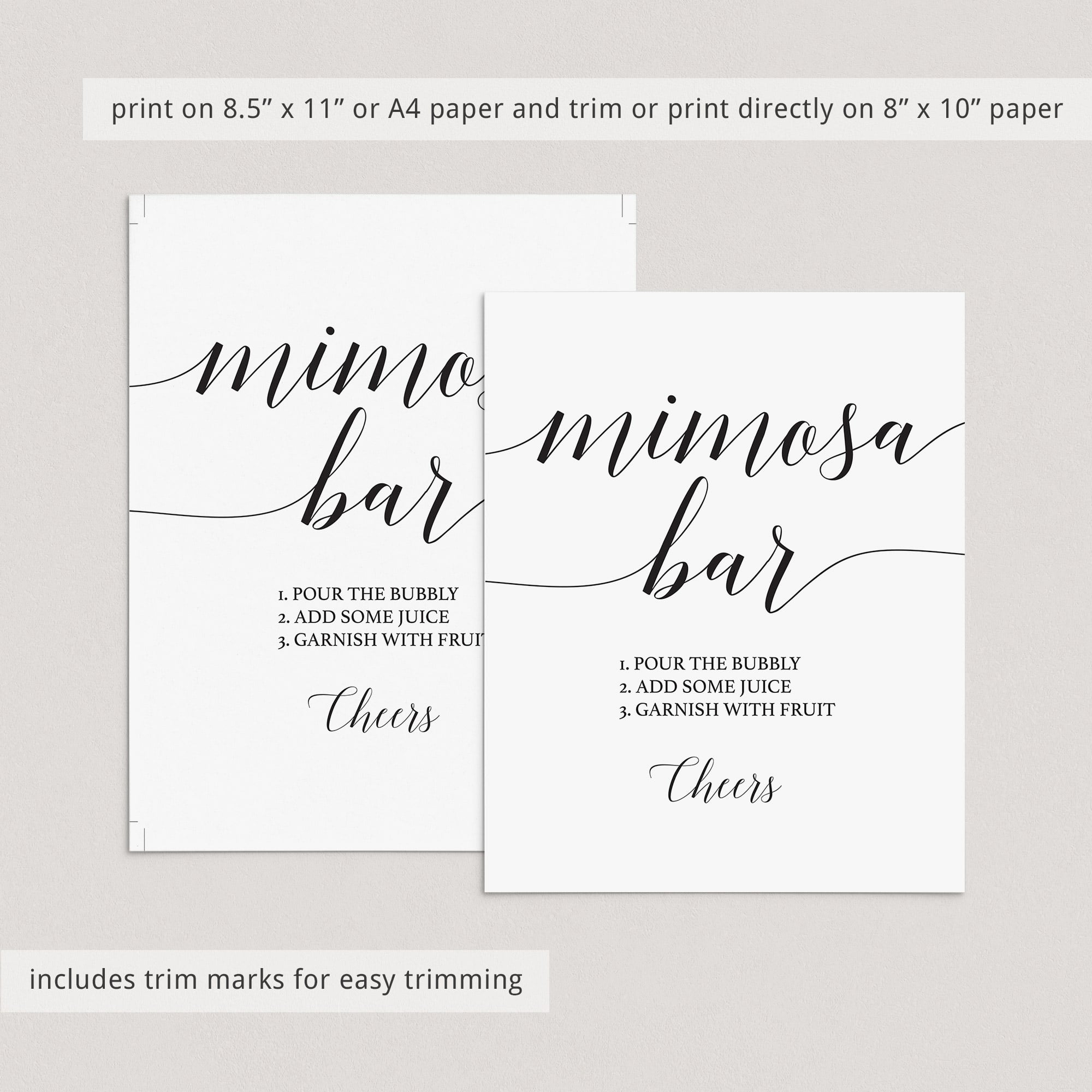 Foran dig stressende Arashigaoka Printable Mimosa Bar sign with calligraphy font instant download –  LittleSizzle
