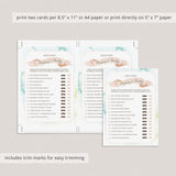 Watercolor Mommy or Daddy Baby Shower Game Template