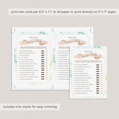 Watercolor Mommy or Daddy Baby Shower Game Template
