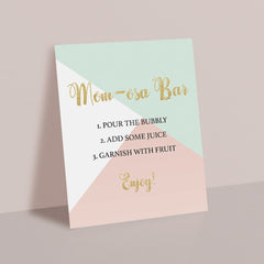 Pink mint and gold baby shower momosa bar sign by LittleSizzle