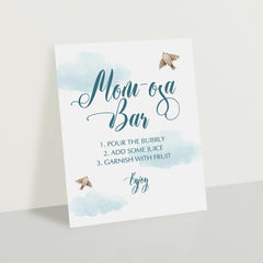 Blue Cloud Baby Shower Momosa Bar Printable