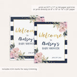 Printable Welcome Sign for Pink and Navy Shower