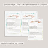 Watercolor Baby Shower Games Package of 4 Printables