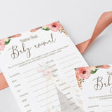Name That Baby Animal Shower Game Printable Floral Teepee