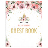 Unicorn pink and gold sign the guest book sign by LittleSizzle