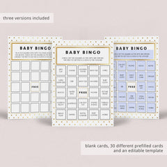 Baby shower bingo cards gold and white by LittleSizzle