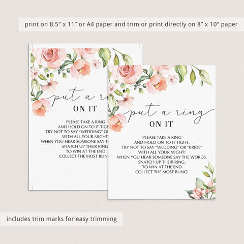 Don't Say Wedding Game for Bridal Shower Floral Theme | Printable ...