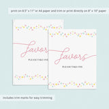 Instant download favors please take one table sign for girls by LittleSizzle