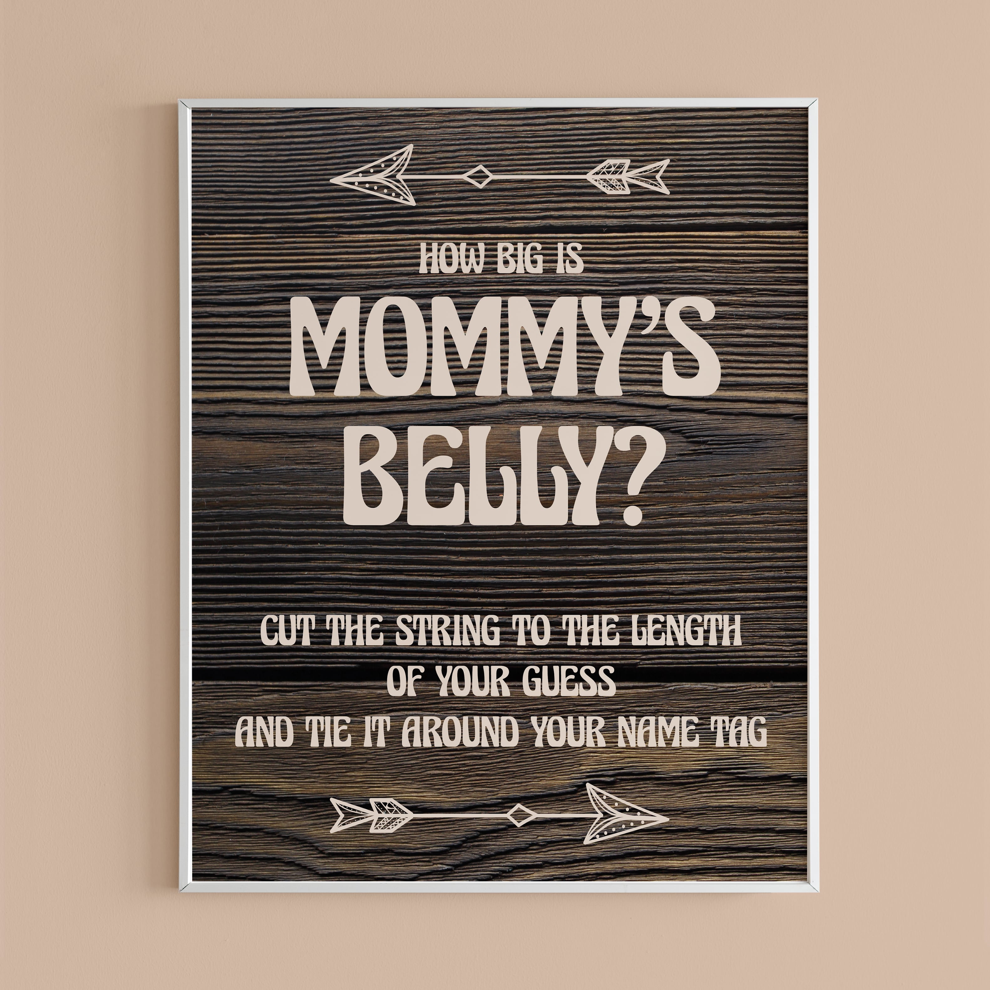 How big is mommy's belly baby shower game rustic theme by LittleSizzle