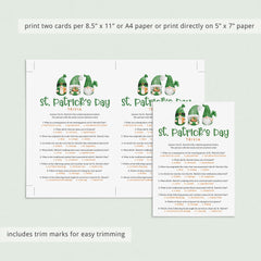 St Patrick's Day Trivia Quiz with Answer Key Printable