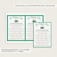 St. Patrick's Day Trivia Printable & Virtual Quiz Templates