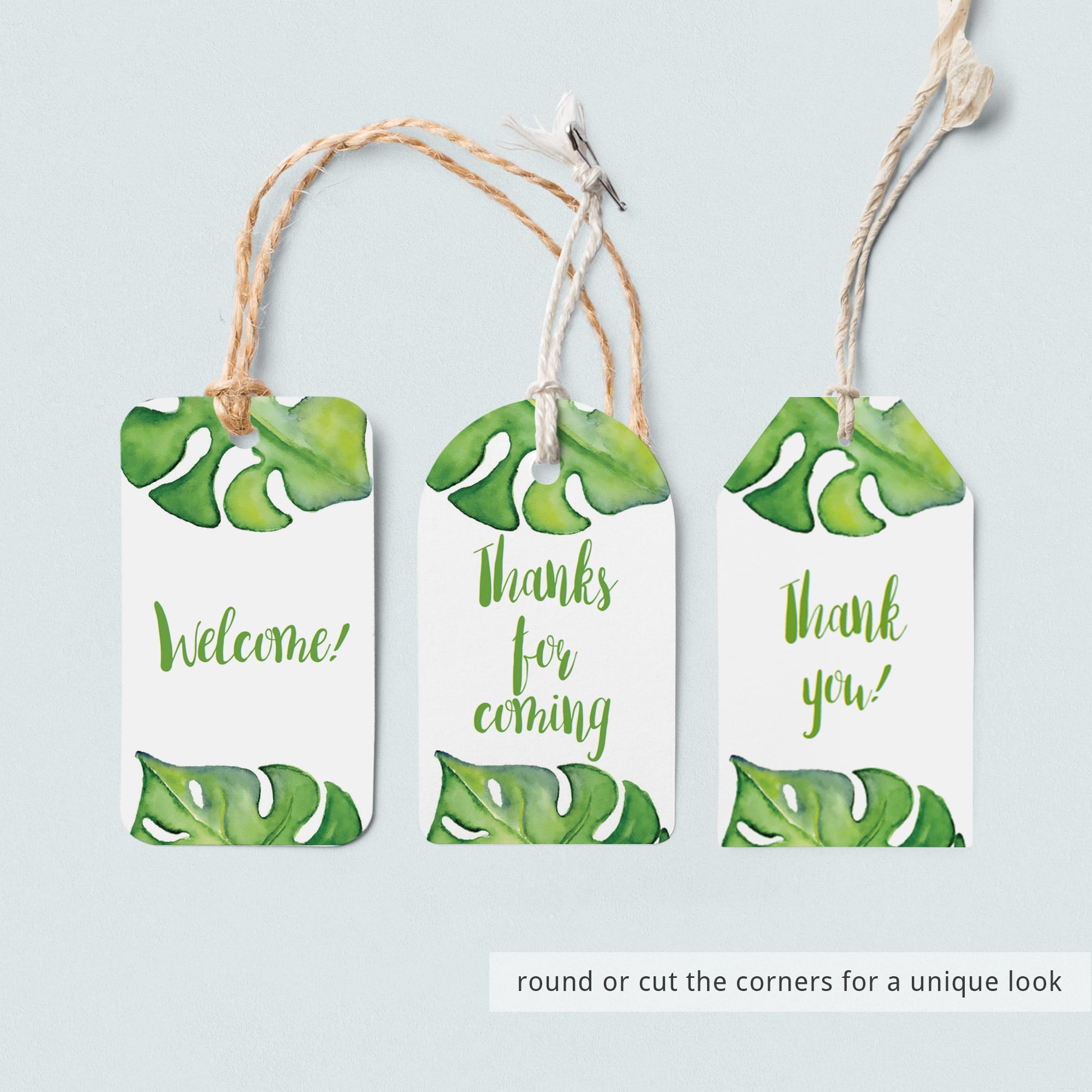 Printable thanks for coming label with banana leaves by LittleSizzle