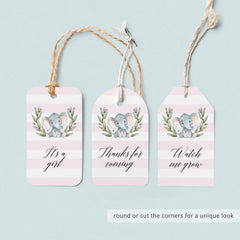 Pink Party Supplies Elephant Theme Instant Download