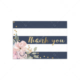 Navy stripes and pink flowers thank you card printable by LittleSizzle