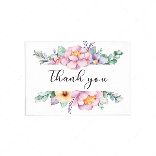 Printable thank you card with pink flowers by LittleSizzle
