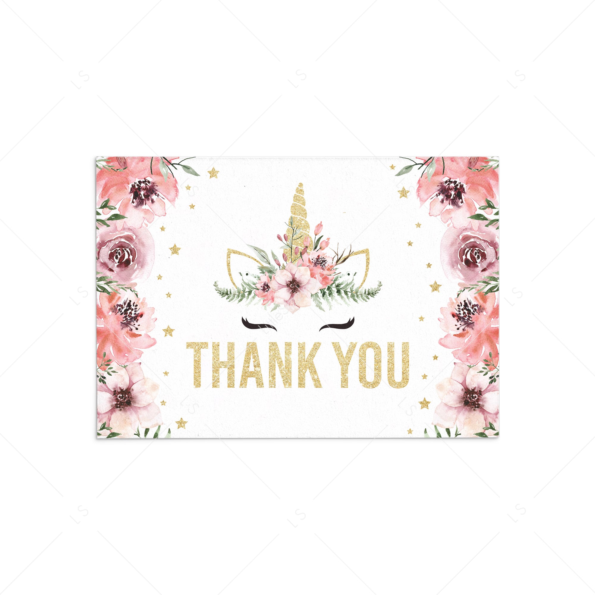 Unicorn thank you note cards printables by LittleSizzle