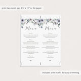 Bridal shower menu card template by LittleSizzle