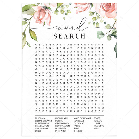 printable wedding word search game floral by LittleSizzle