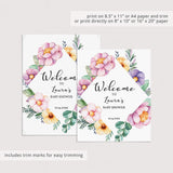 Editable Welcome Sign with Floral Wreath