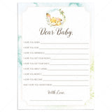 Dear baby bunny shower printable by LittleSizzle