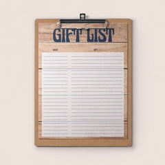 Rustic woods party gift list printable by LittleSizzle