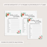 Watercolor floral baby shower game printable by LittleSizzle