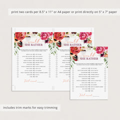 pink and red peonies bridal shower games printables
