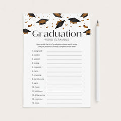 Graduation Word Scramble with Answers Printable by LittleSizzle