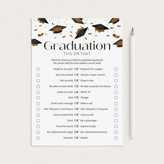 Black and Gold Graduation Party Game This or That by LittleSizzle