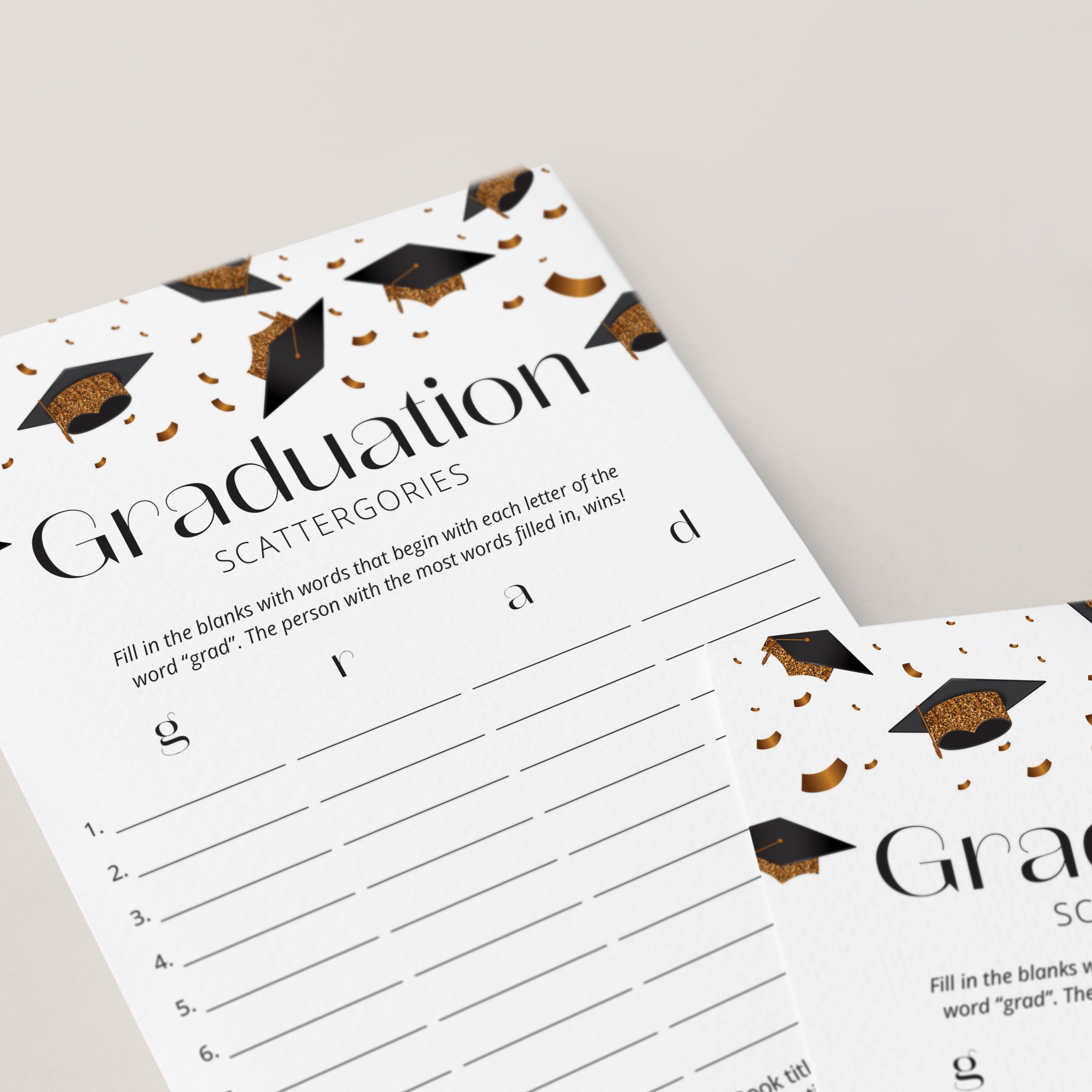 Graduation Scattergories Game Printable by LittleSizzle