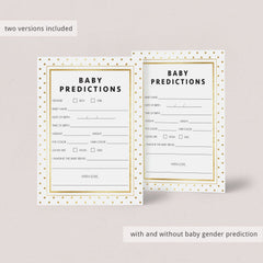 Gold glitter baby predictions game by LittleSizzle